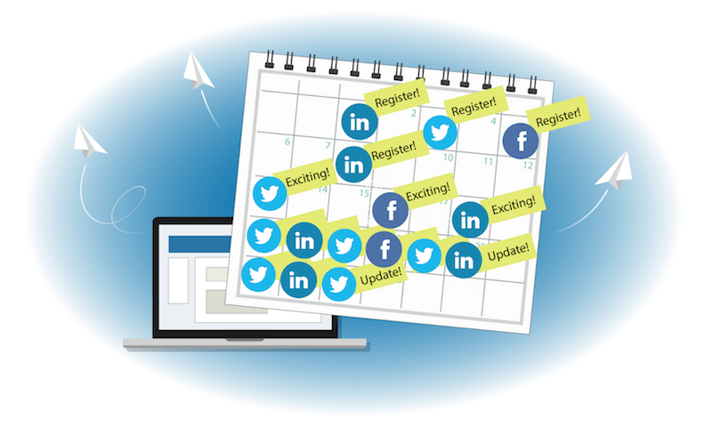 Social media event marketing through scheduled posts