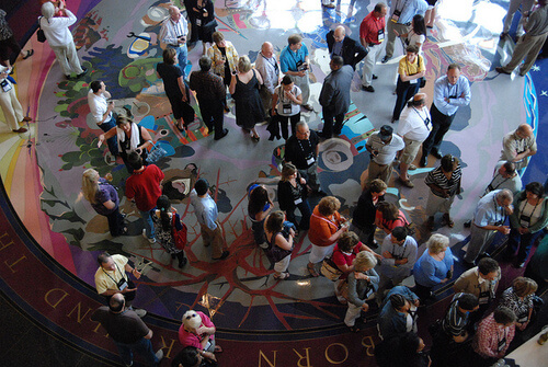 attendees networking at an event