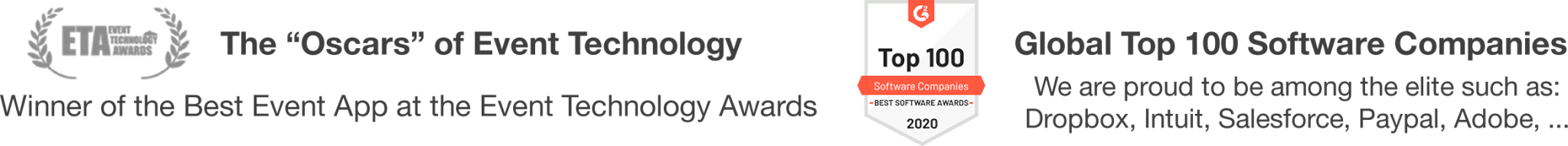 ETA best event app award, Global top 100 software companies