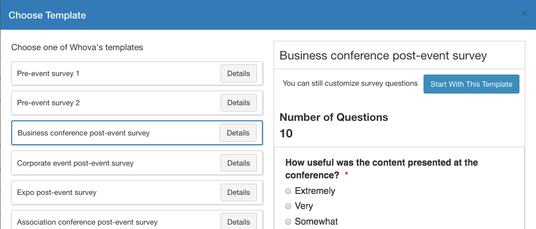 Whova S Mobile Event Surveys Save Time With 9 Handy Templates Whova