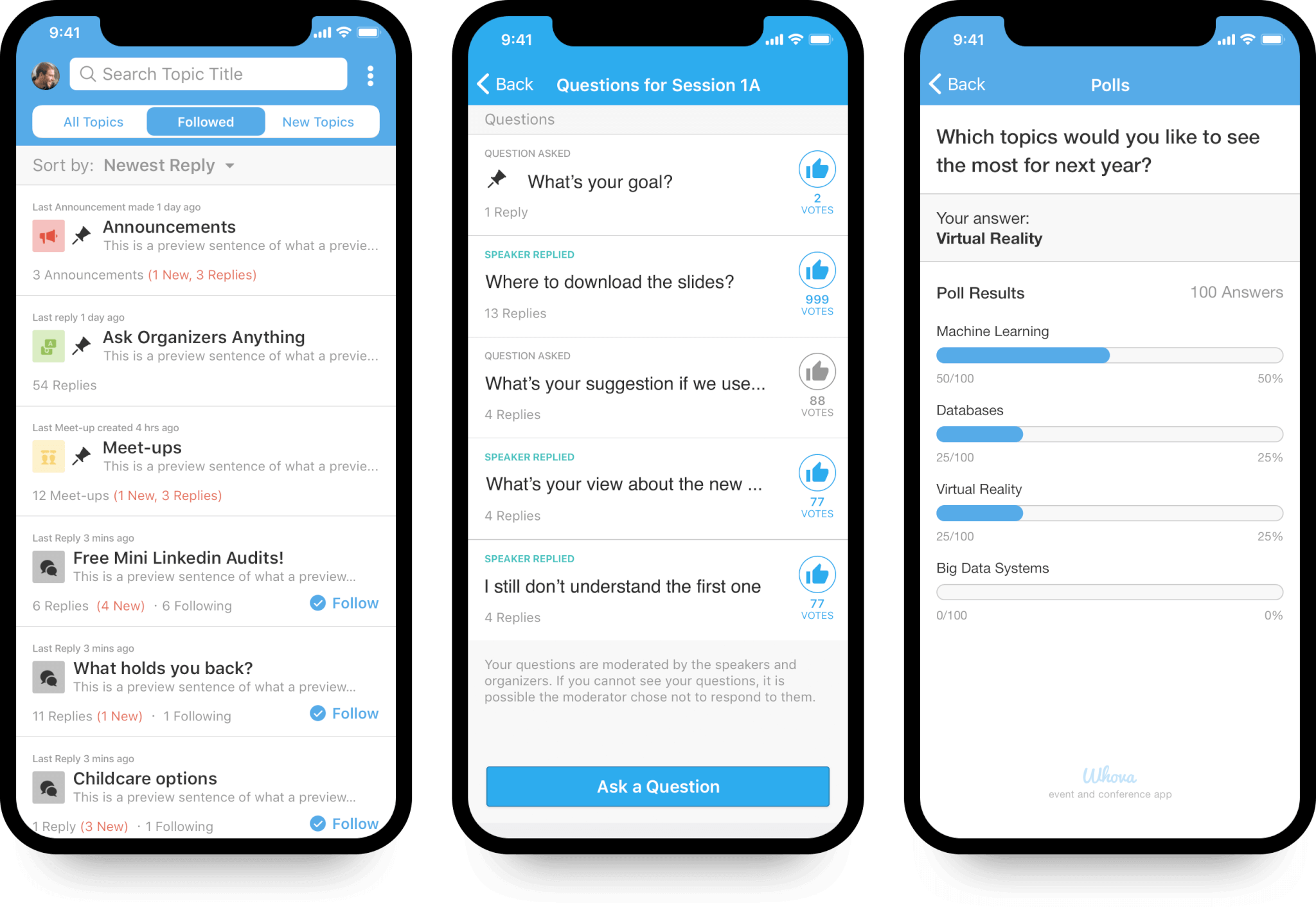 Community board, Live Q&A, Live poll