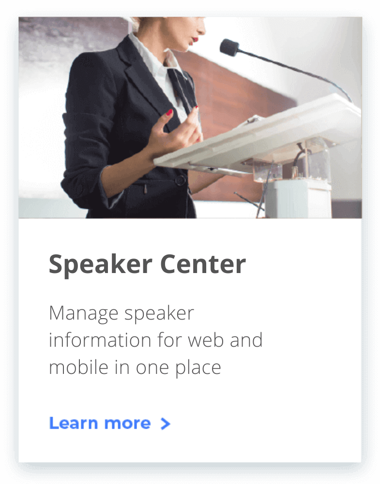 Whova Event Management System's Speaker Center helps you manage speaker info easily.