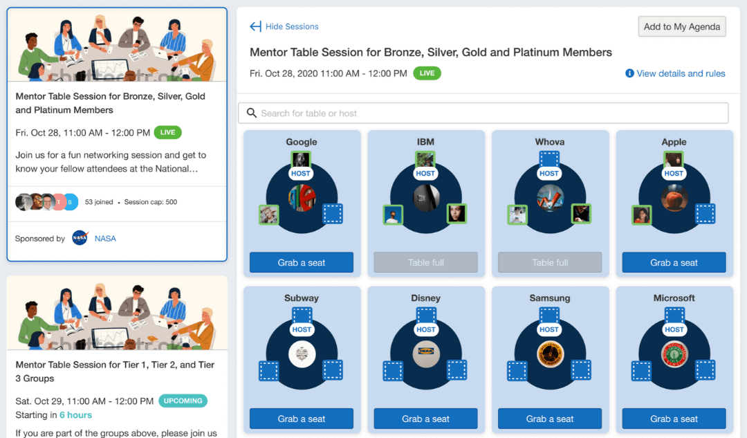 Attendees can easily move between roundtables for casual and flexible interaction