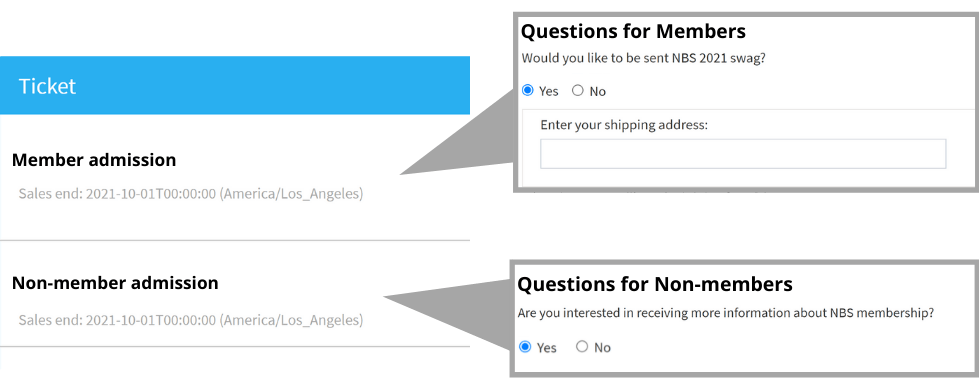 Collect different information for different ticket types with unique registration forms