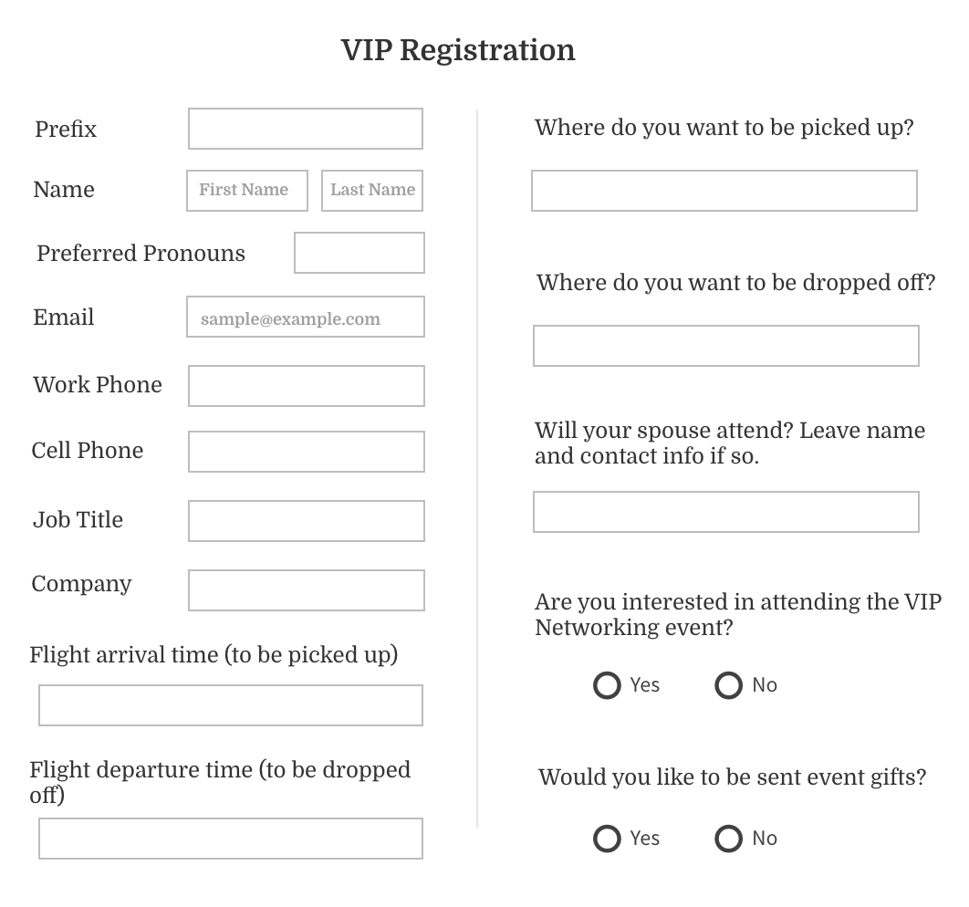 Event Registration Form Template for VIP Attendees Whova