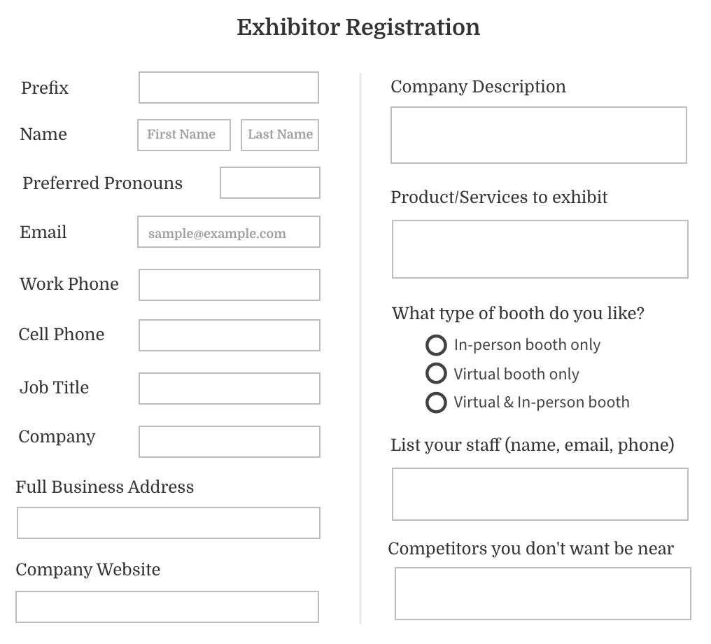 Event Registration Form Template for Exhibitors - Whova