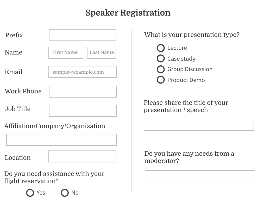 Customized Special Wording Register Forms 