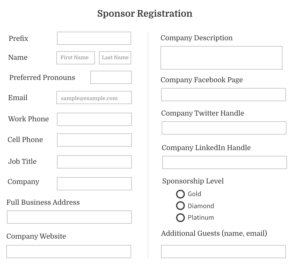 Event Registration Form Template For Sponsors Whova