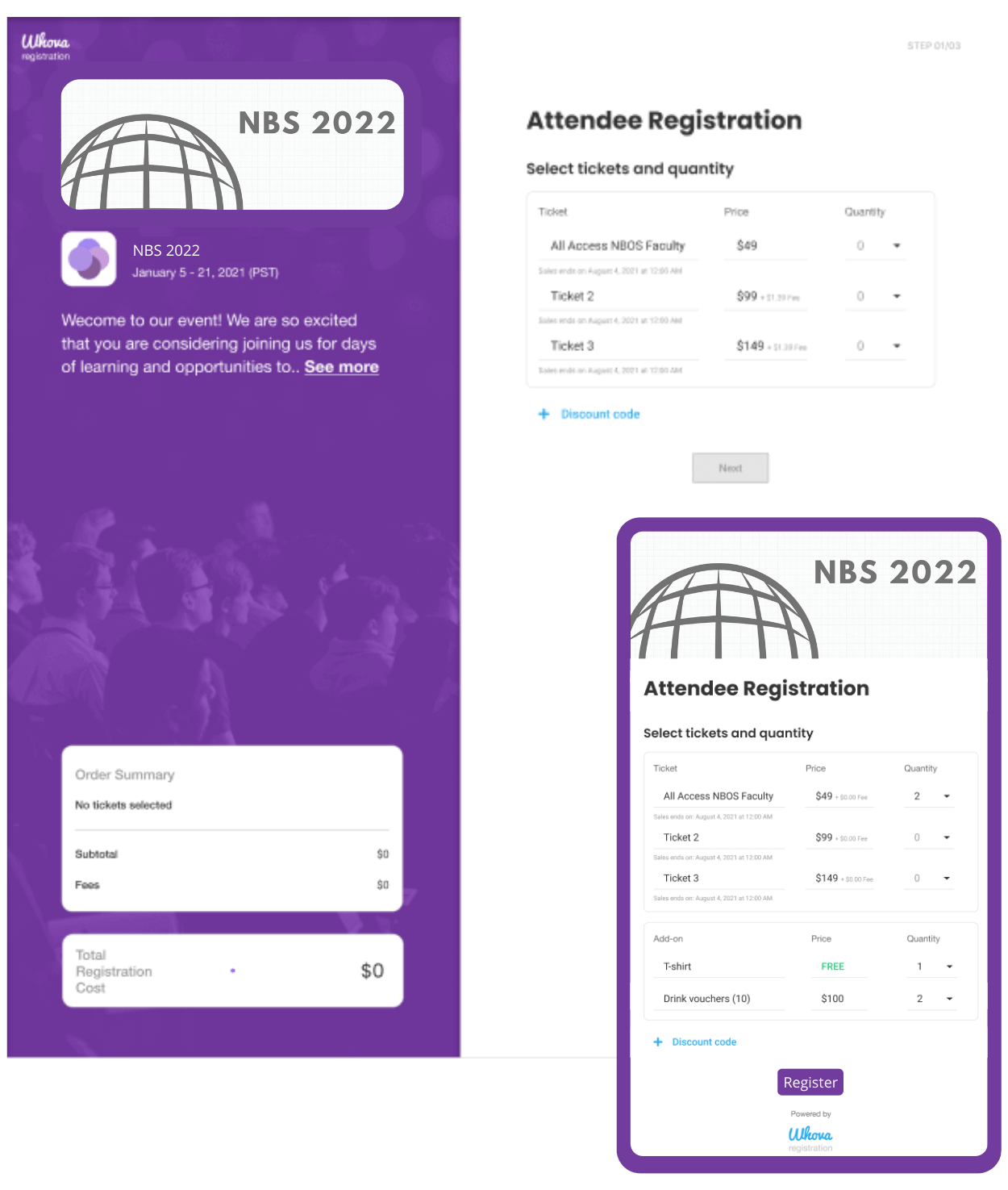 Create branded registration webpages and widgets