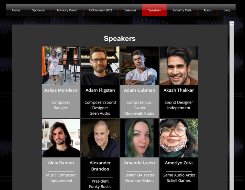 GameSoundCon - speaker webpage