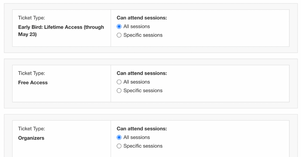 Mindfulness for Healthcare Summit 2021 - Ticket Session Mapping