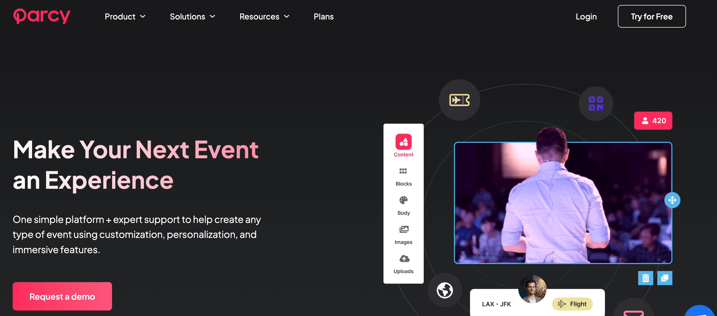 Parcy website for vFairs comparison