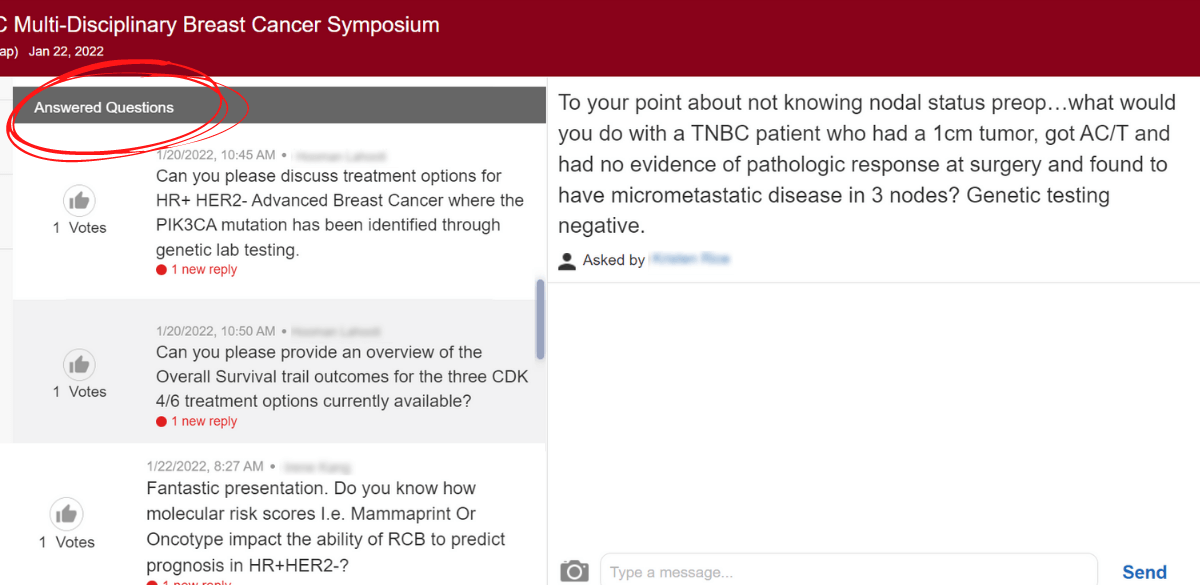9th Annual USC Mutli-Disciplinary Breast Cancer Symposium 2022 - Questions