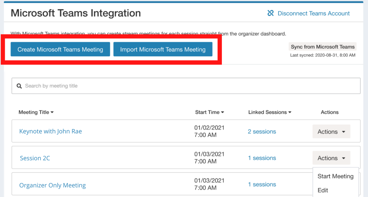 MS Teams integration import