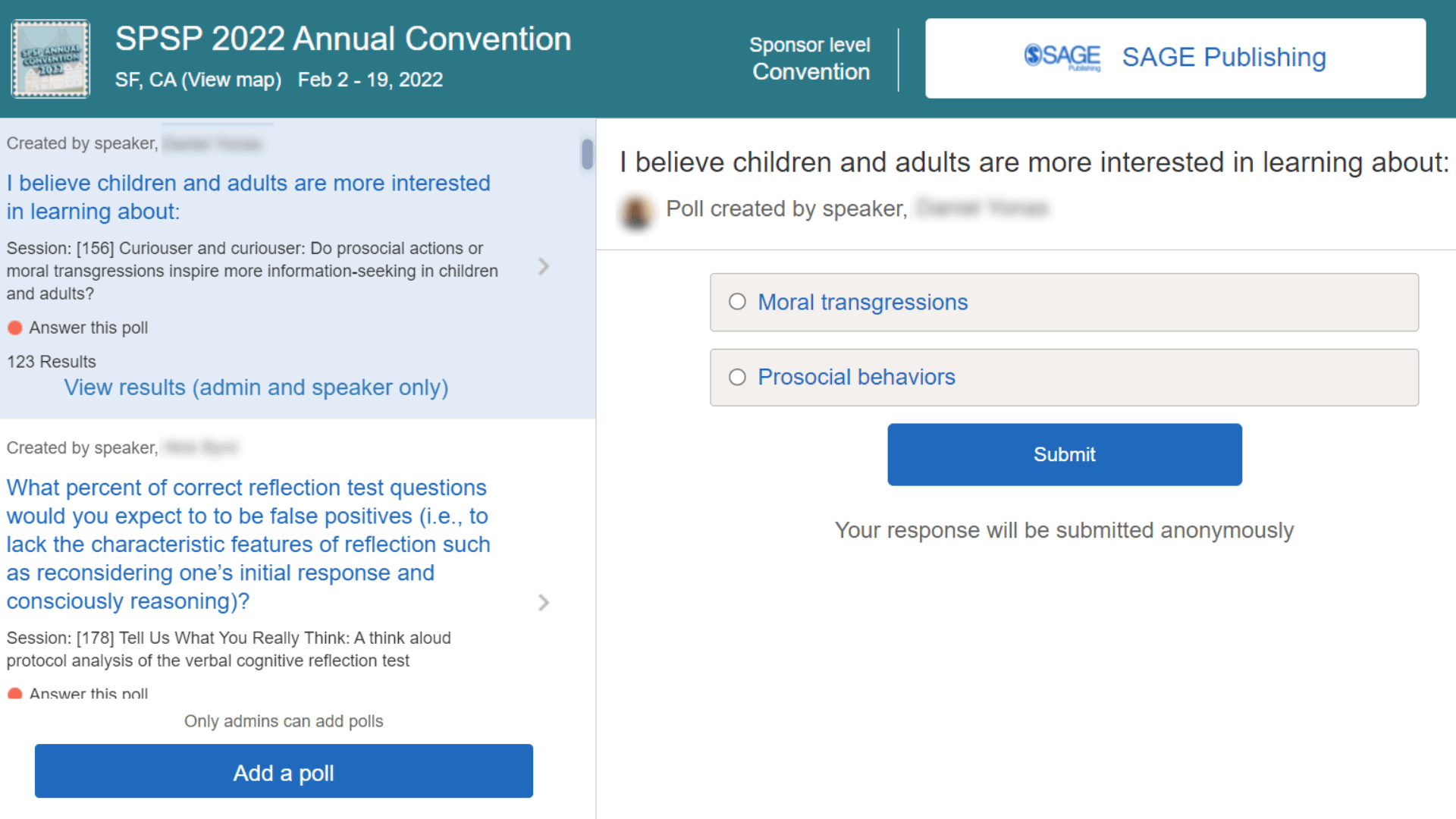 SPSP 2022 Annual Convention - Polls