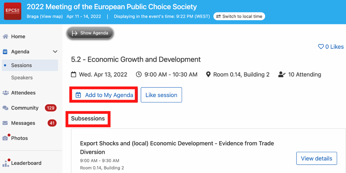 2022 Meeting of the European Public Choice Society - Agenda
