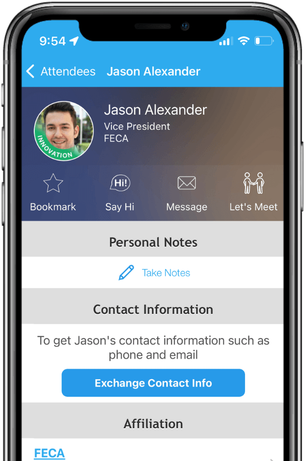 Whova Event App for Attendee Networking - Smart profiles, business card scanning and exchange, group chats and 1:1 messaging, video calling, attendee matchmaking, Speed Networking and Round Table sessions