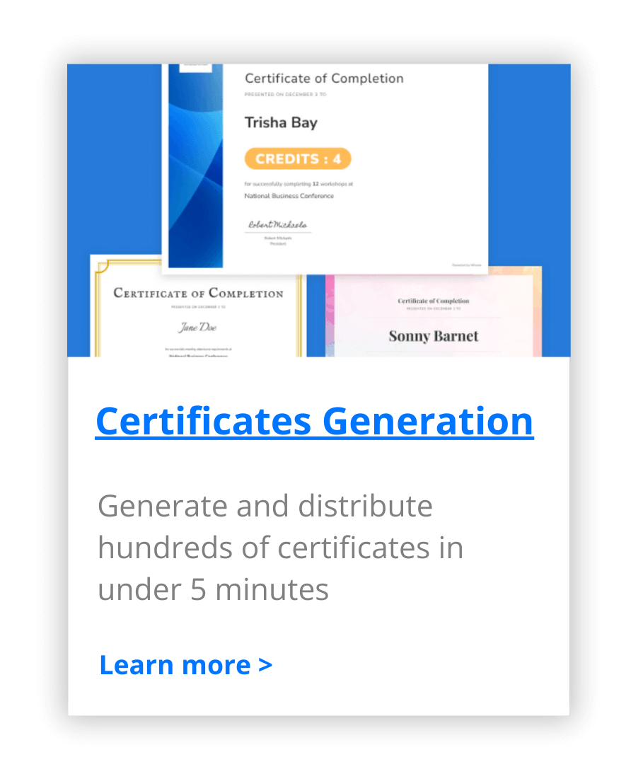 Whova Event Management System - Certificates