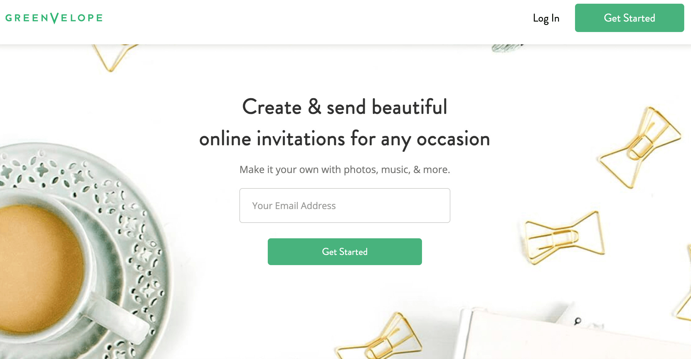 Greenvelope's website homepage