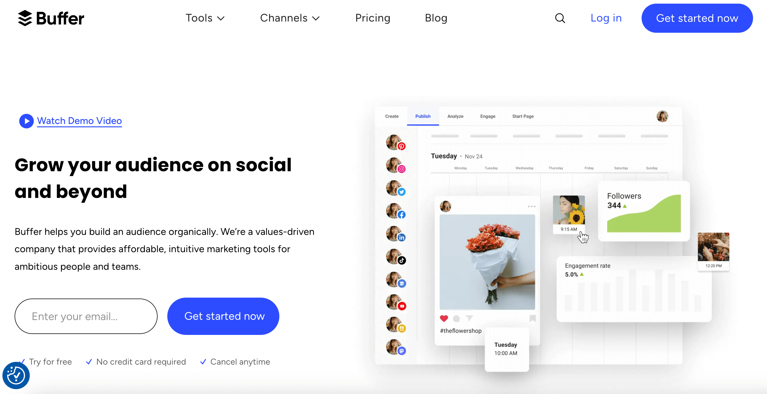 Buffer's website homepage