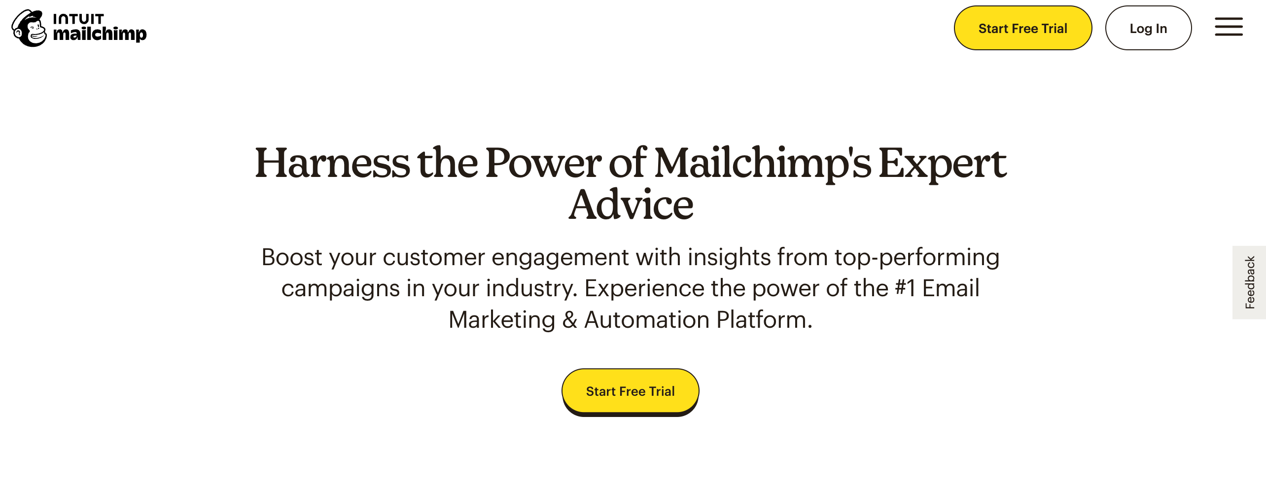 Mailchimp's website homepage