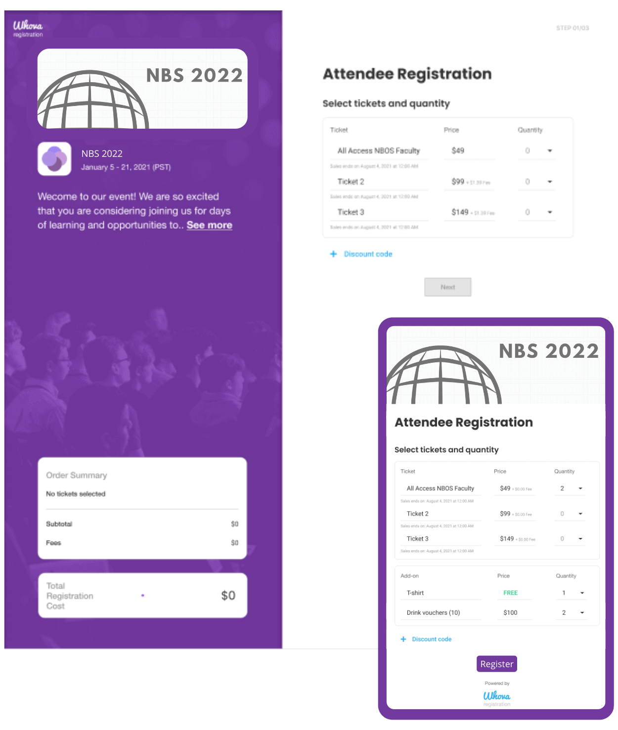 Registration page from Whova