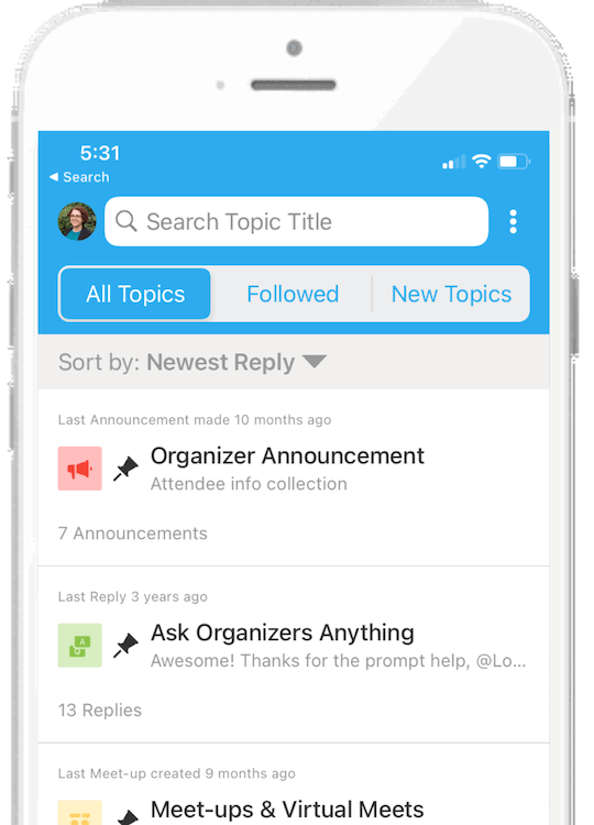 Community board inside Whova app