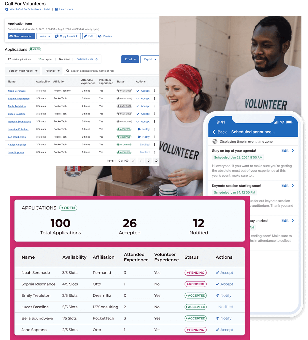 Whova's volunteer software