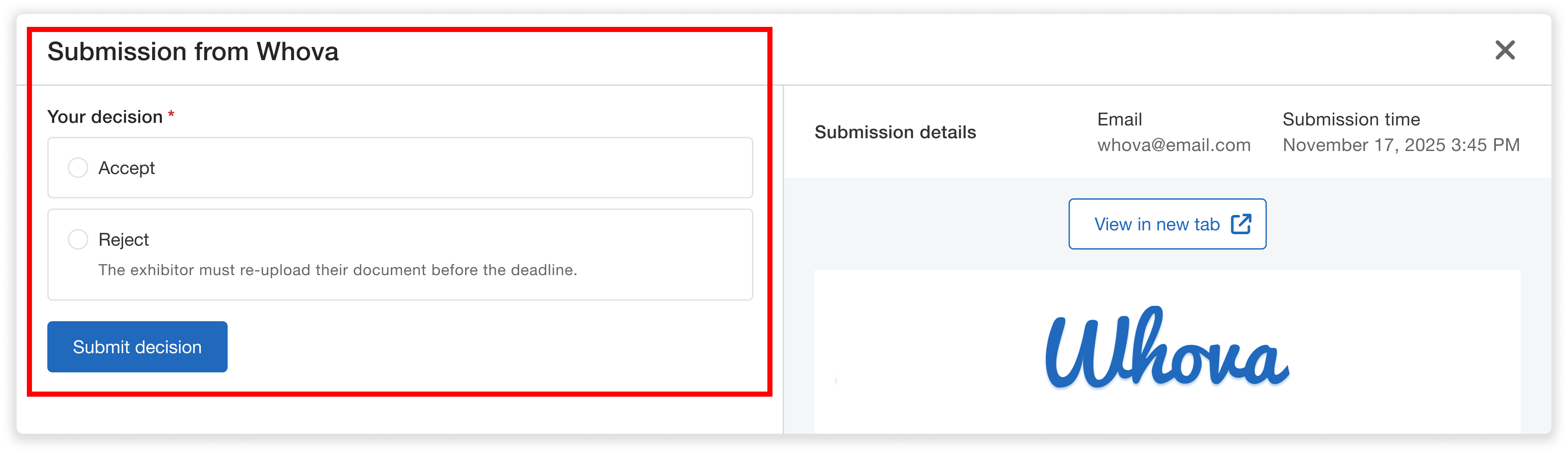 Accept or reject submissions.