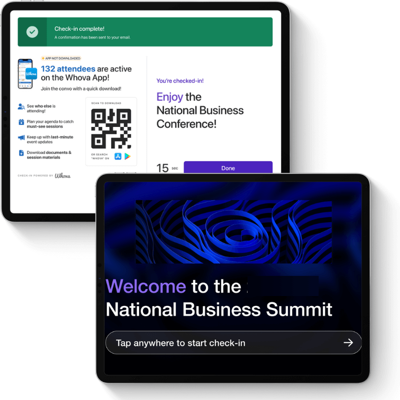 Whova event check in kiosk app