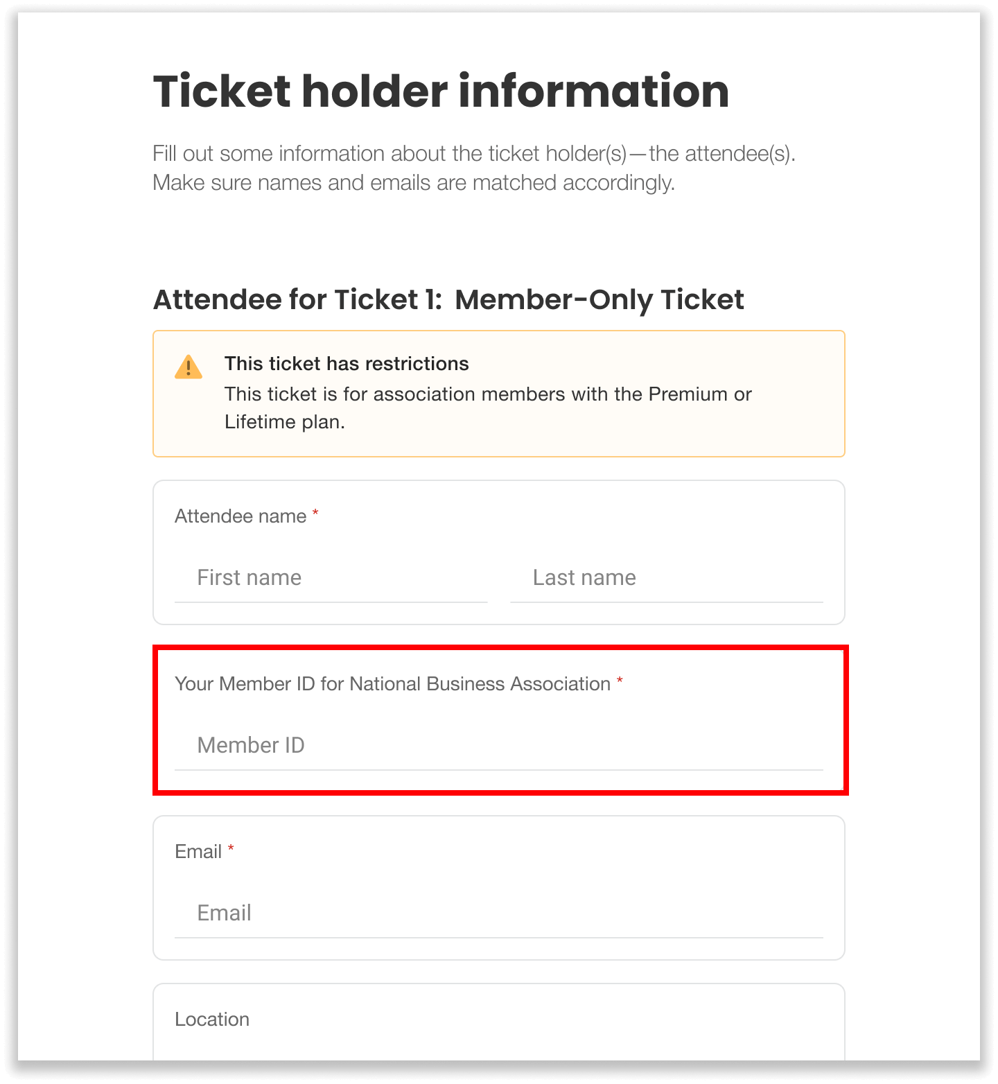 Registrants must enter their Member ID for verification to purchase member-only tickets. 
