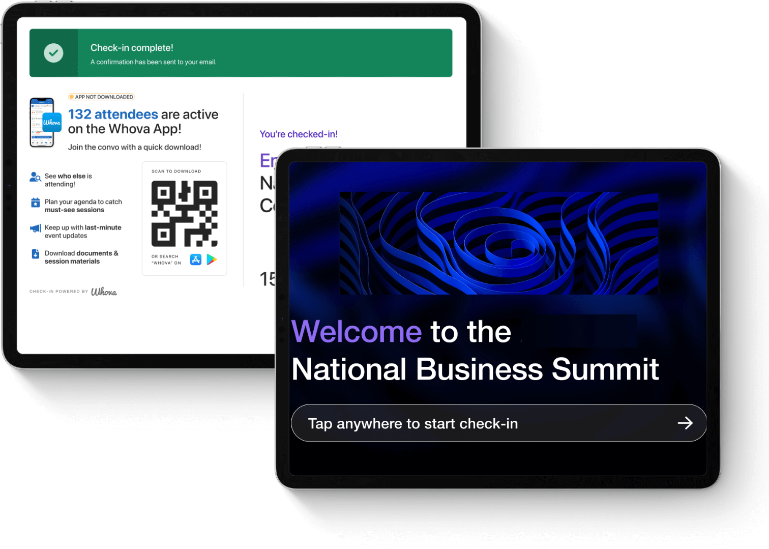 Whova event check in kiosk app