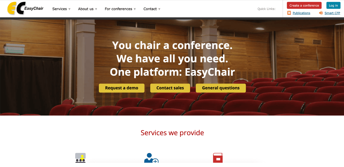 EasyChair homepage