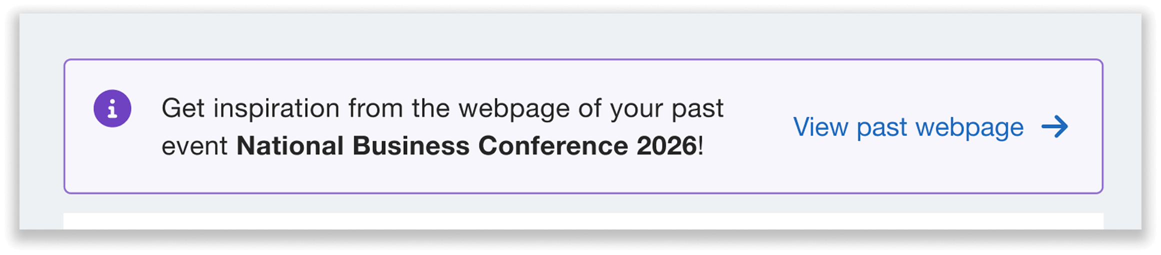 Option to view past speaker webpage for inspiration.