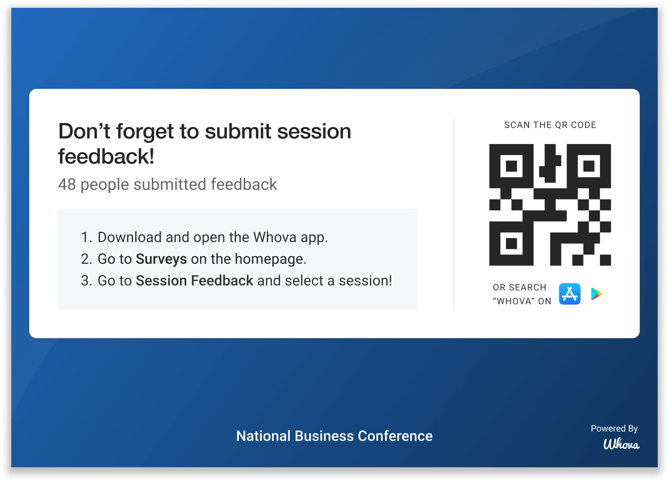 Announcement Wall session feedback slide.