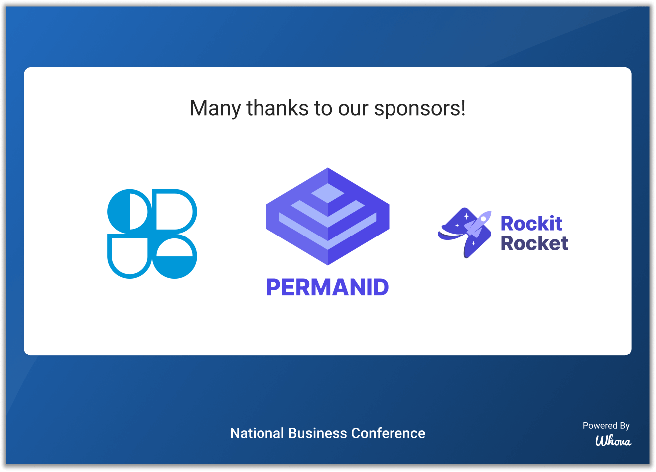 Slide displaying sponsors.
