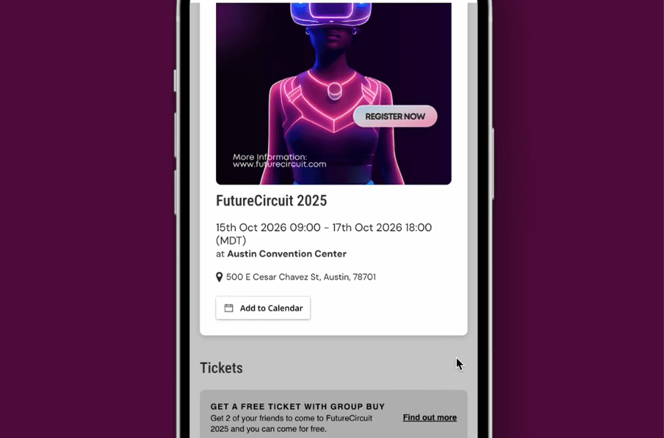 EventCube app for registration