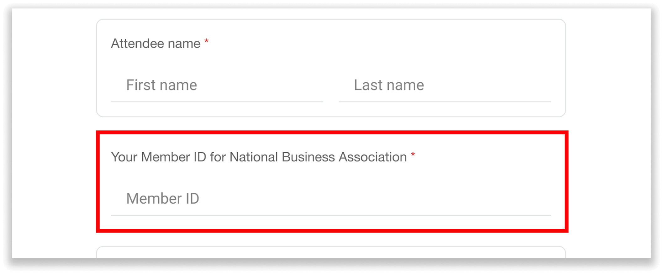 Registrants asked to enter their Member ID before ticket purchase.