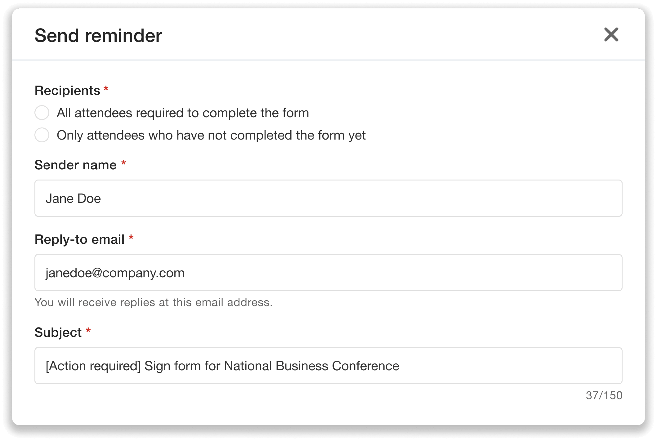 Customize reminder email settings.