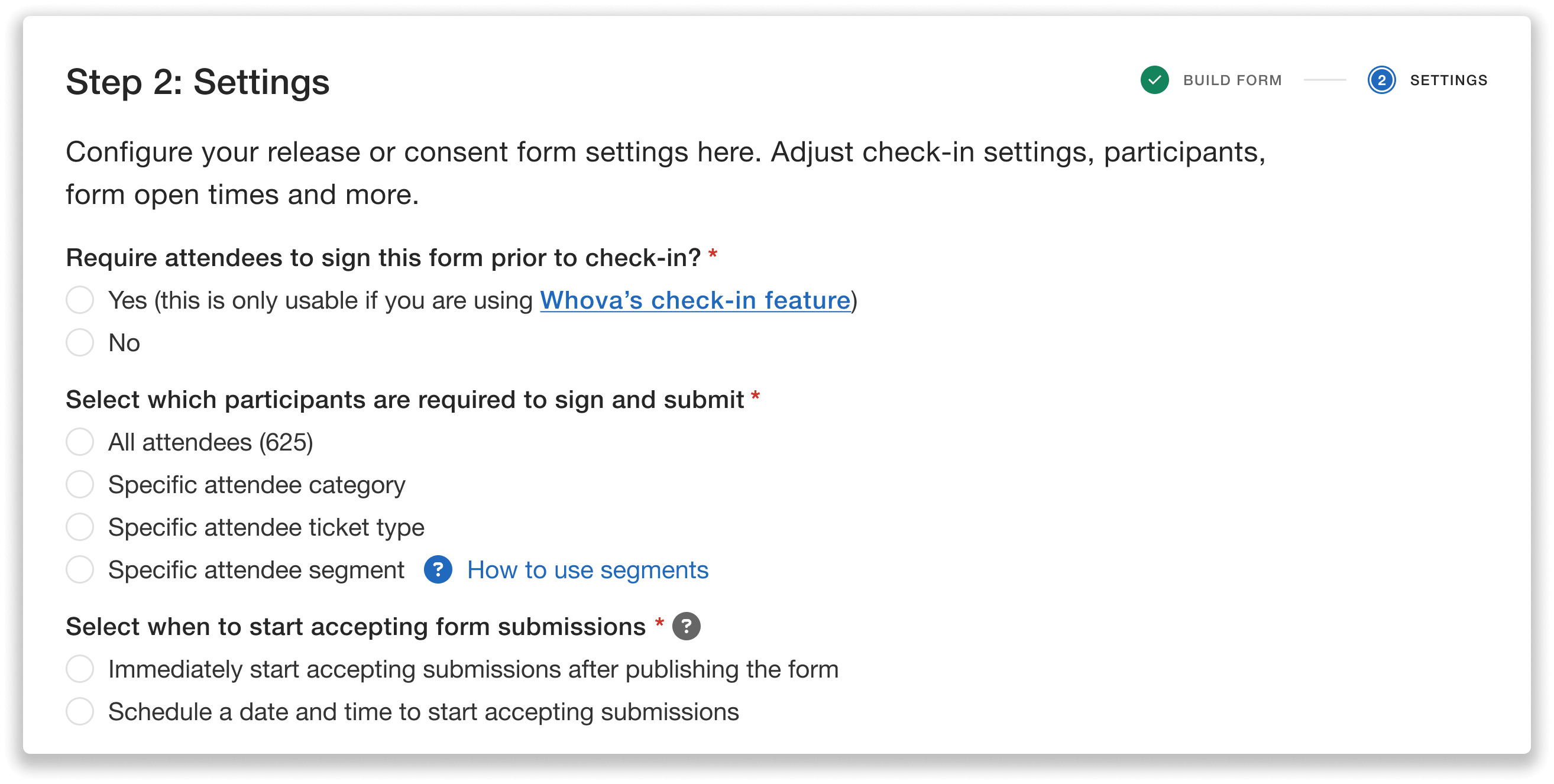 Configure form settings