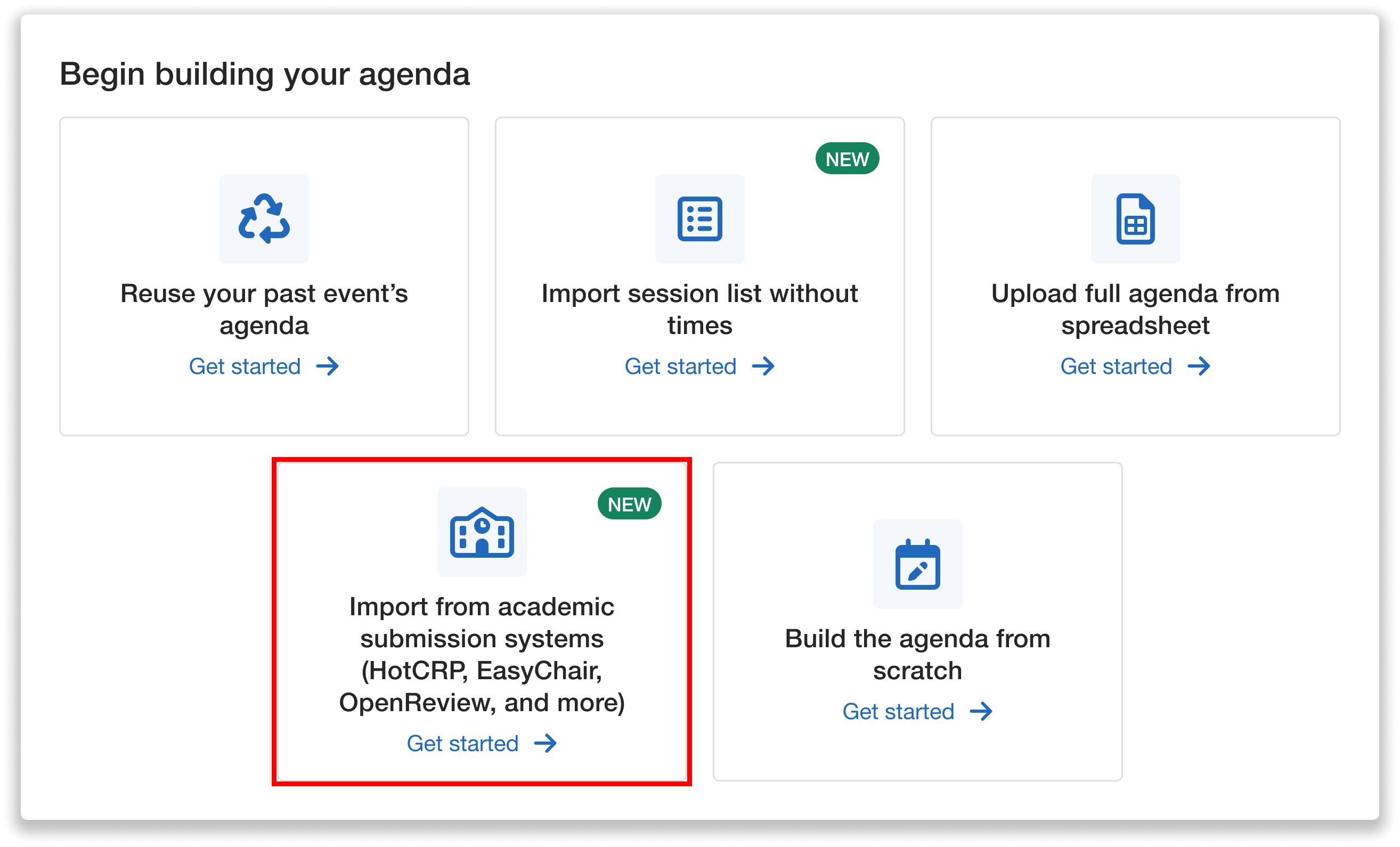 Option to import from academic submission system.