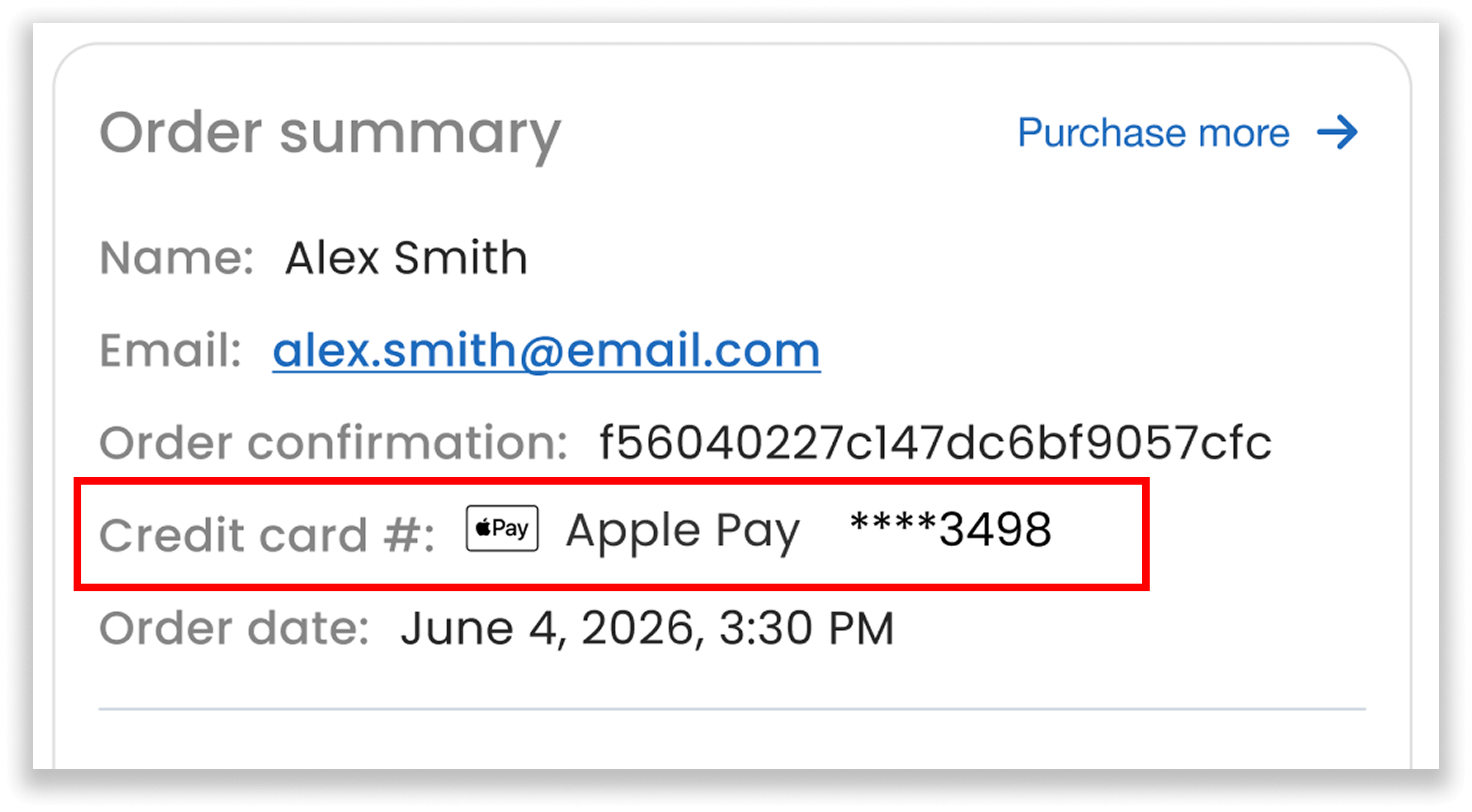 Apple Pay in order summary
