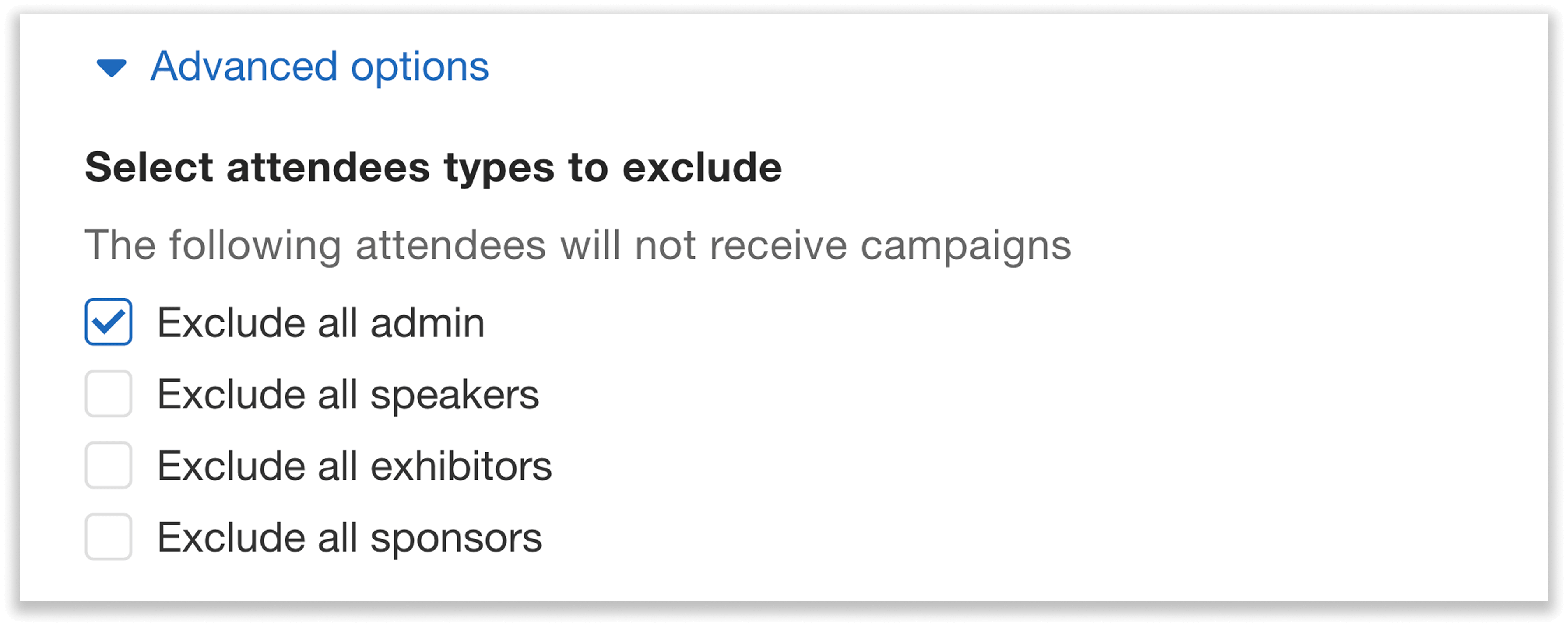 Select attendee types to exclude