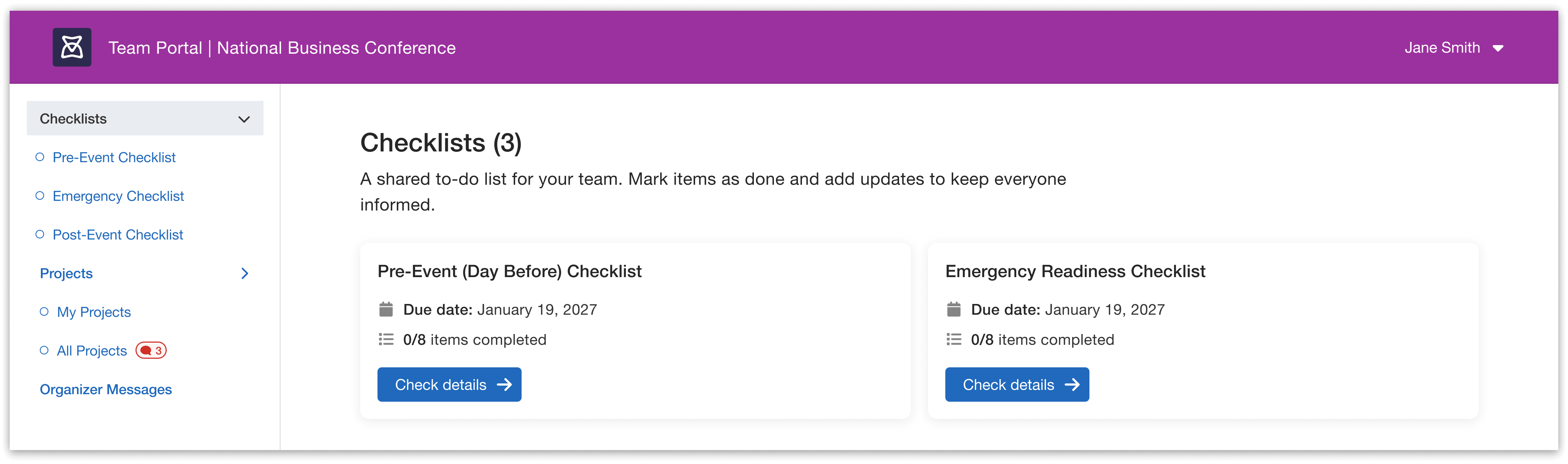 Team portal view