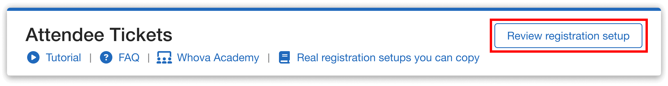 Review registration setup button
