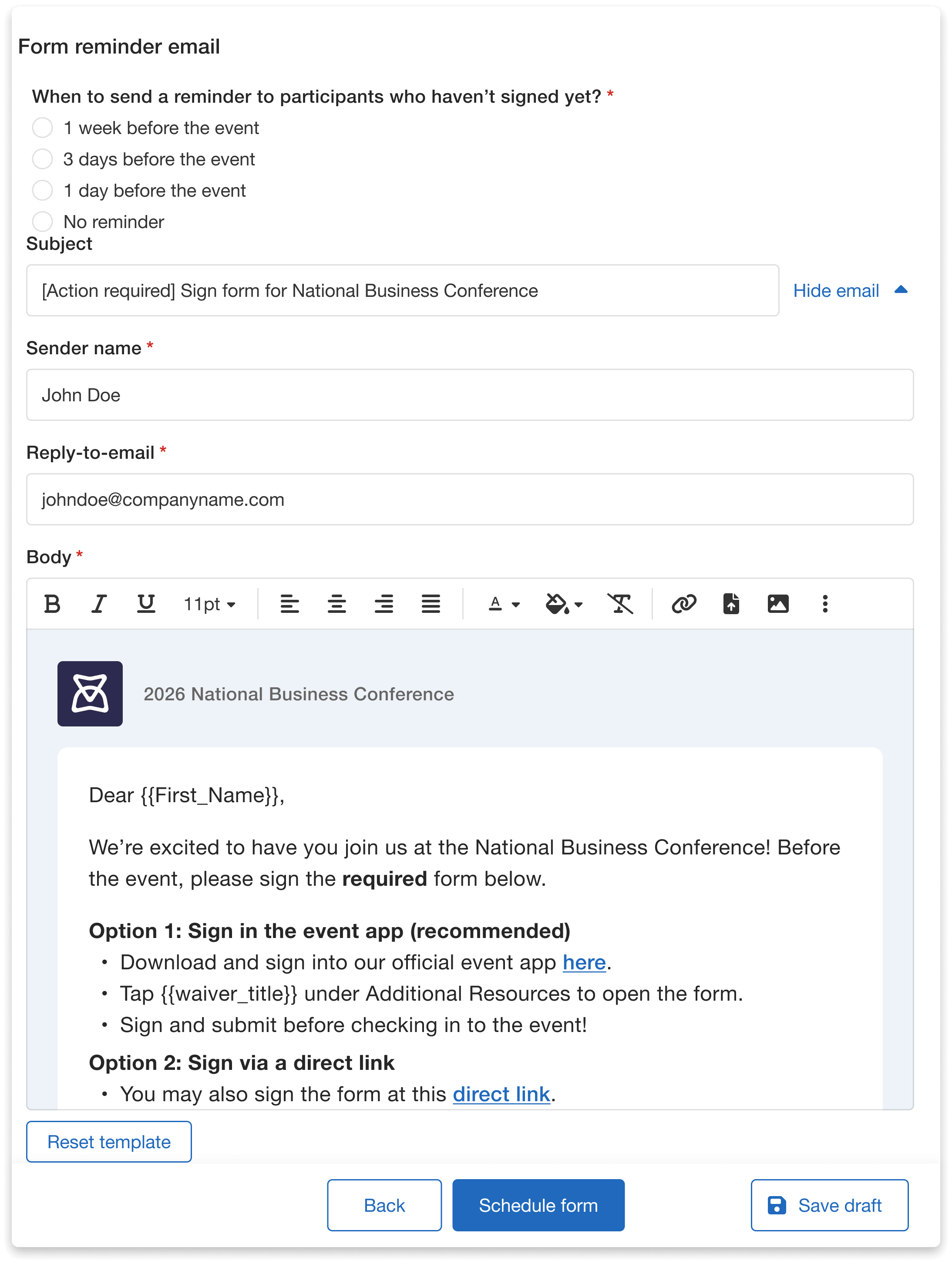 Notification Email Setup