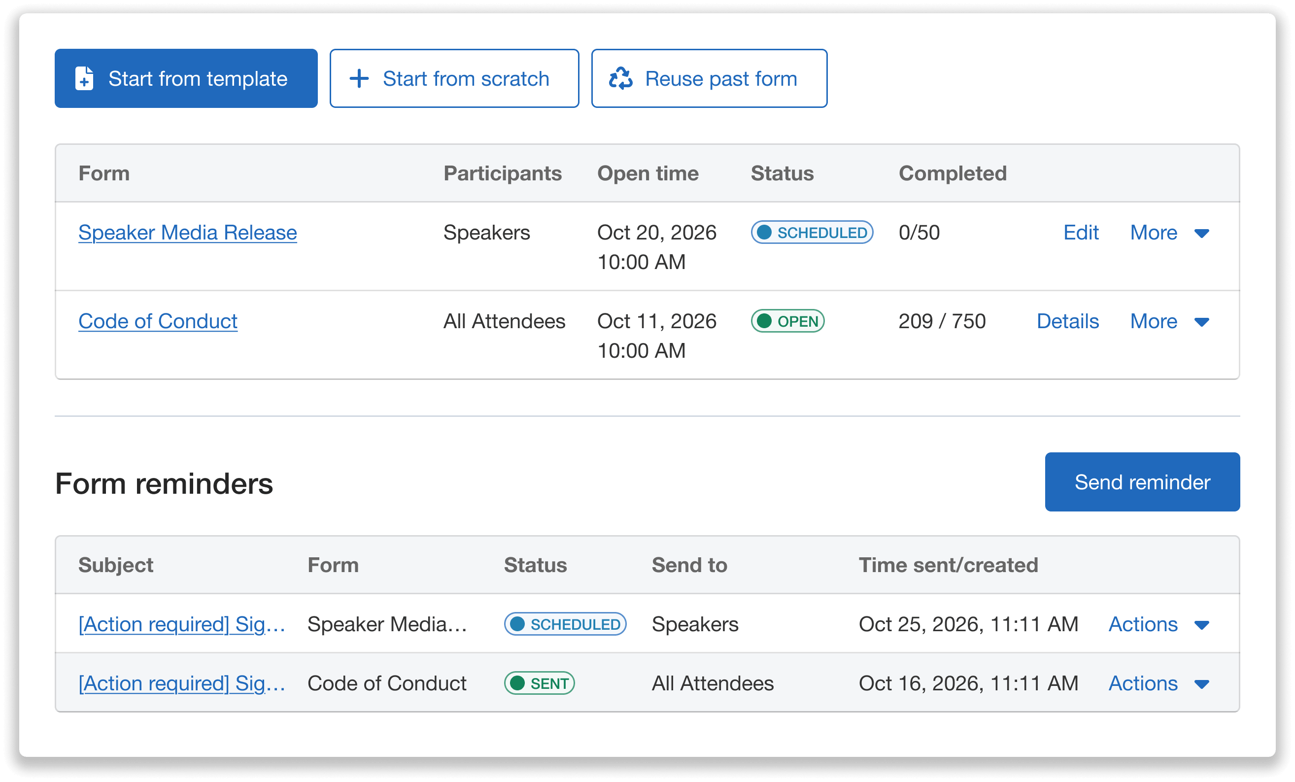 Manage Both Forms and Reminders From One Dashboard