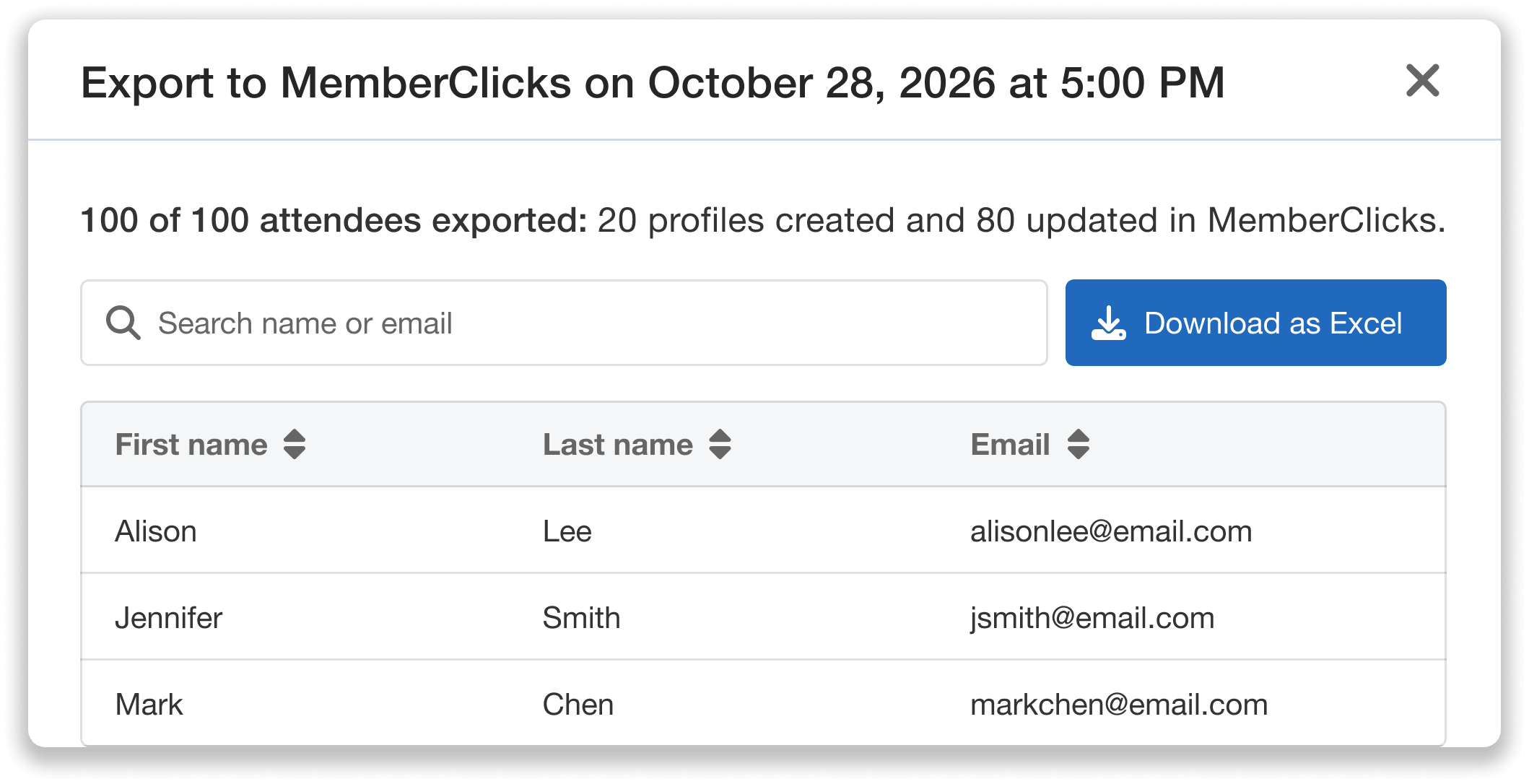 Sync Back Data To MemberClicks And Download Your Data As Excel