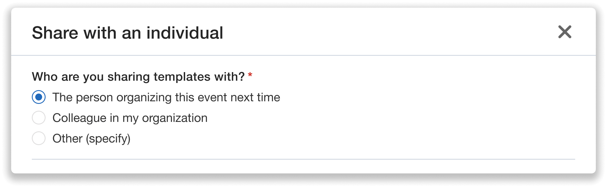 New Organizer Handover Share With An Individual